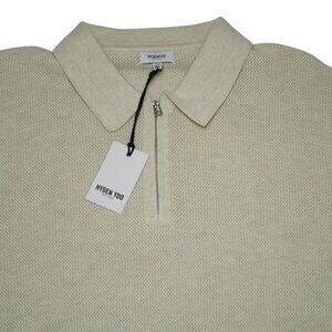 NWT Hyden Yoo New York Men's Size - 2XL XXL Off White 1/4 Zip Polo $118 Retail